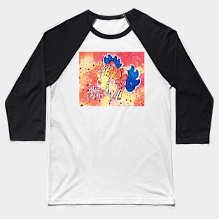 Step Lightly. Magical Unicorn Watercolor Illustration Baseball T-Shirt